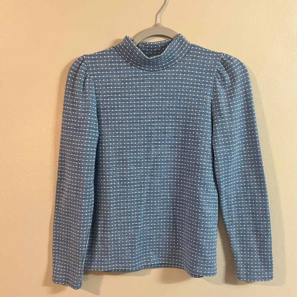 Madewell Jacquard Puff-Sleeve Mockneck Top Size XL